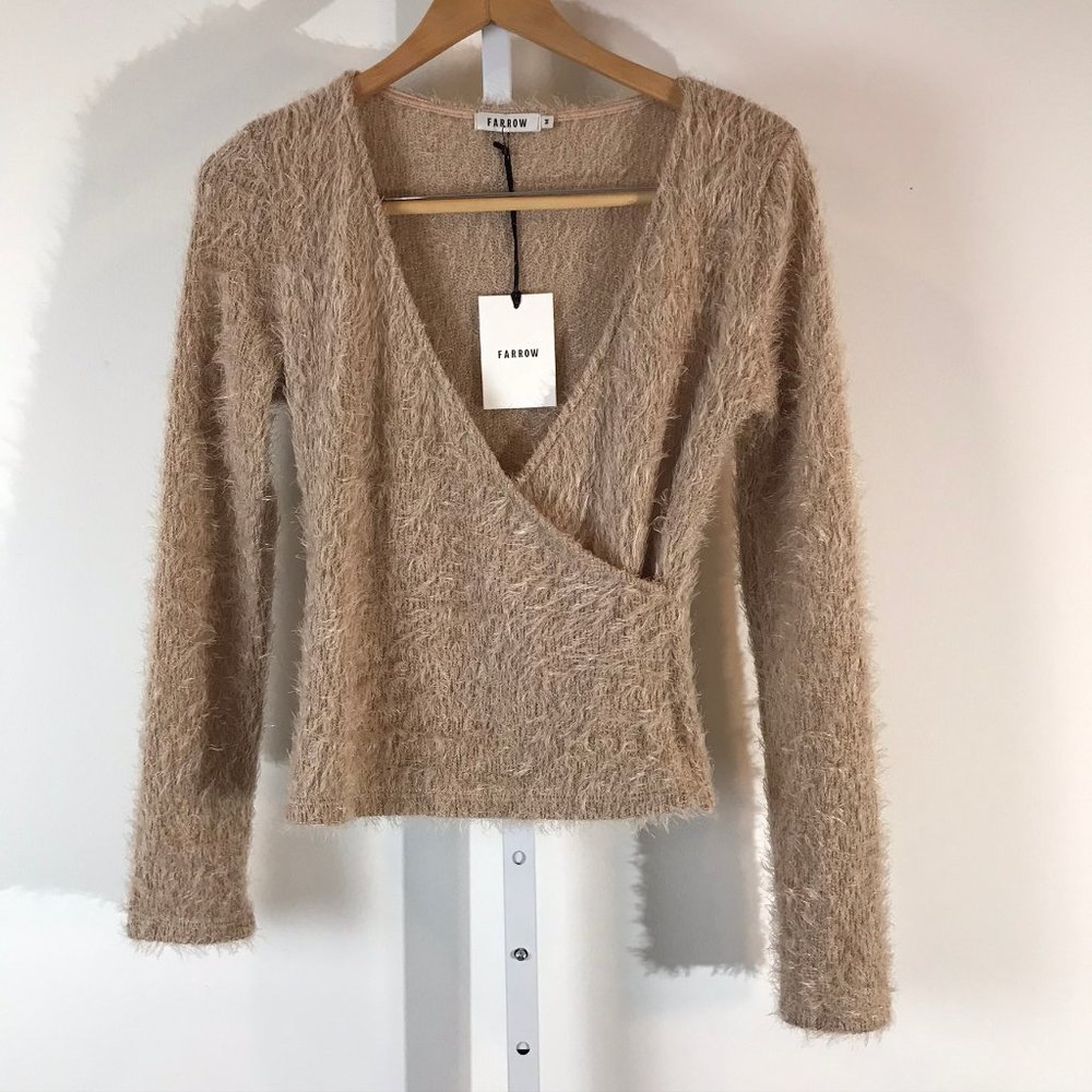 Farrow Blush Faux Wrap Sweater M NWT